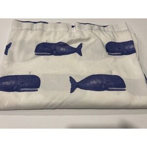 Blue Whale Nautical Shower Curtain White Fabric Coastal Maritime Decor